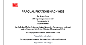 Präqualifikationsnachweis Deutsche Bahn